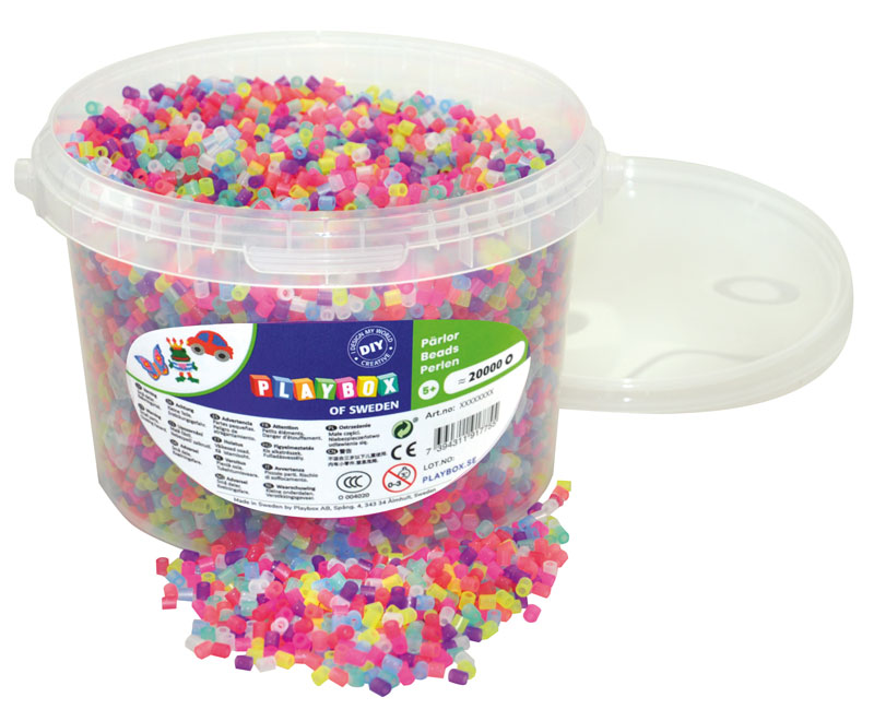 Bügelperlen Glitzer-Mix, 20.000 Stück im Eimer