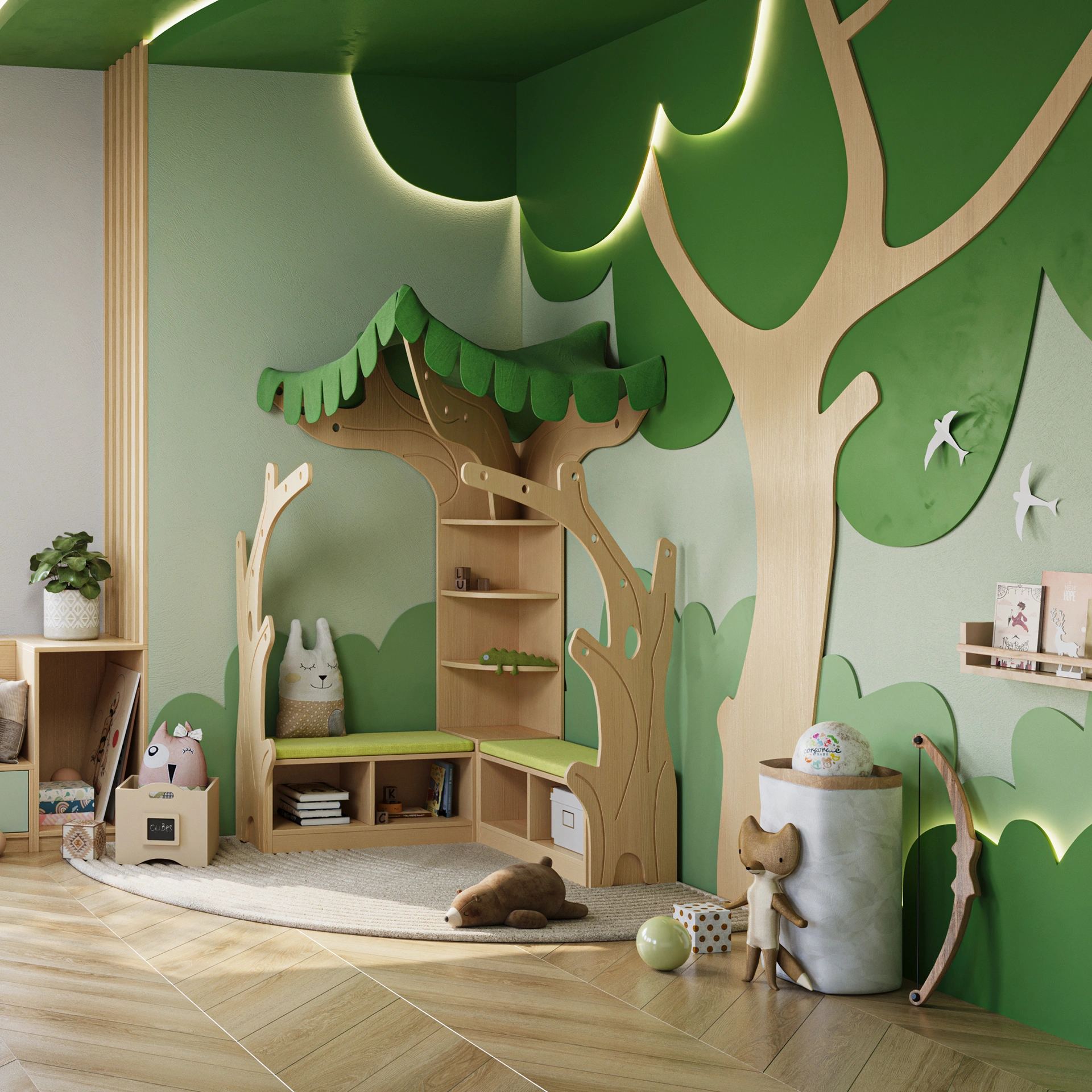 Leseecke Baum, inkl. Teppich