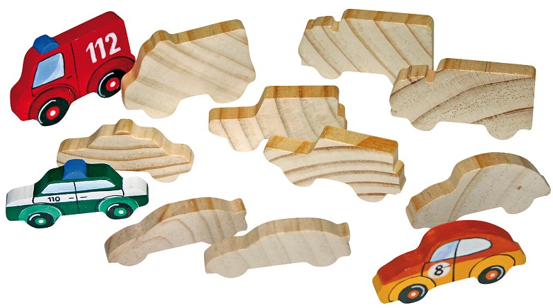 Holzfiguren Fahrzeuge 12er Set