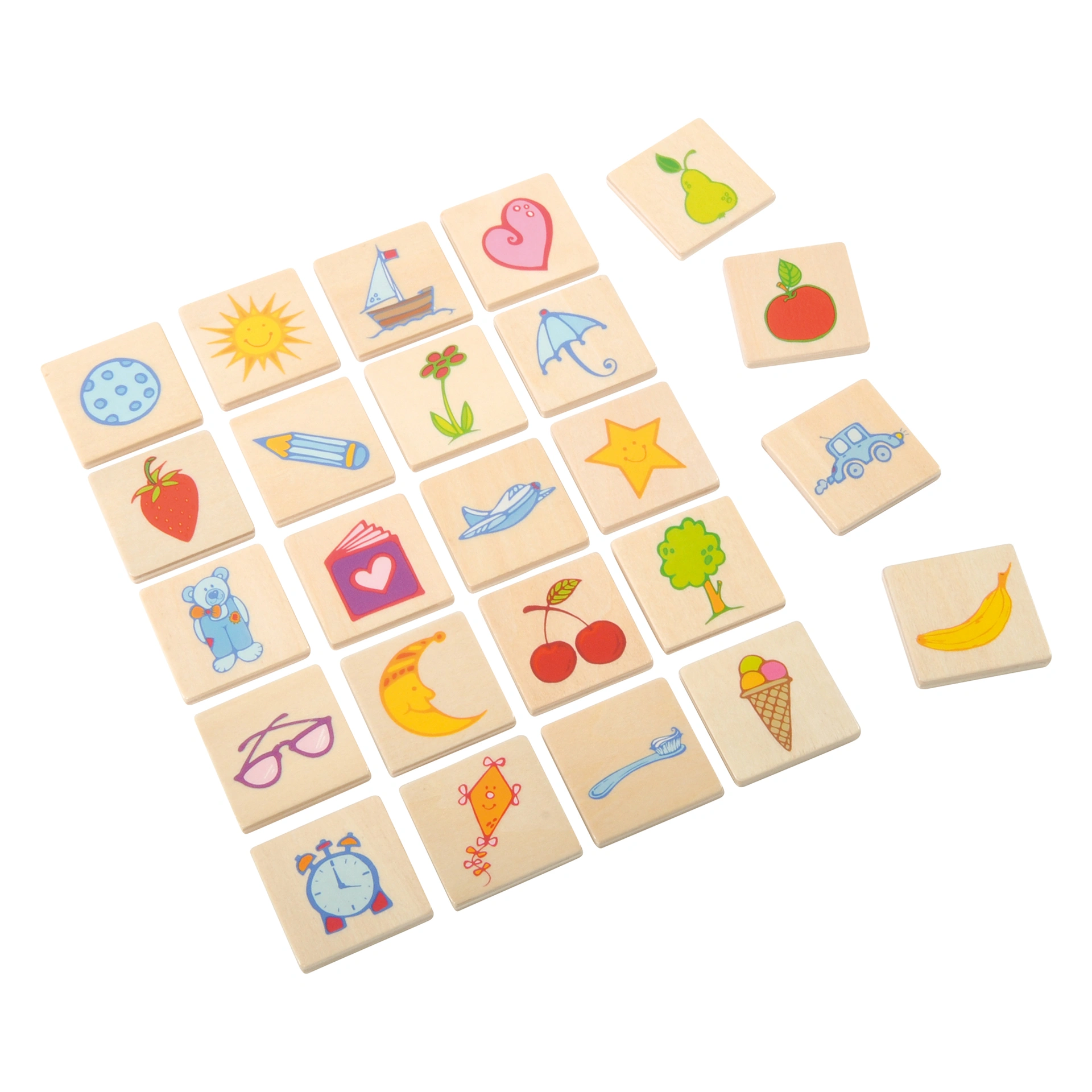 Erkennungsschilder Gegenstände Holz, 24 Stück