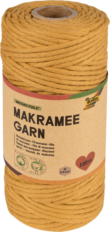 Makramee Garn senfgelb, 100 m, Ø 3,5 mm