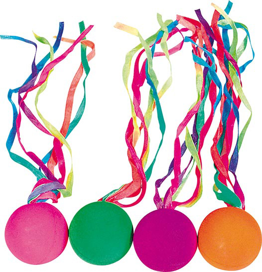 Kometball mit neonfarbenen Schleifen