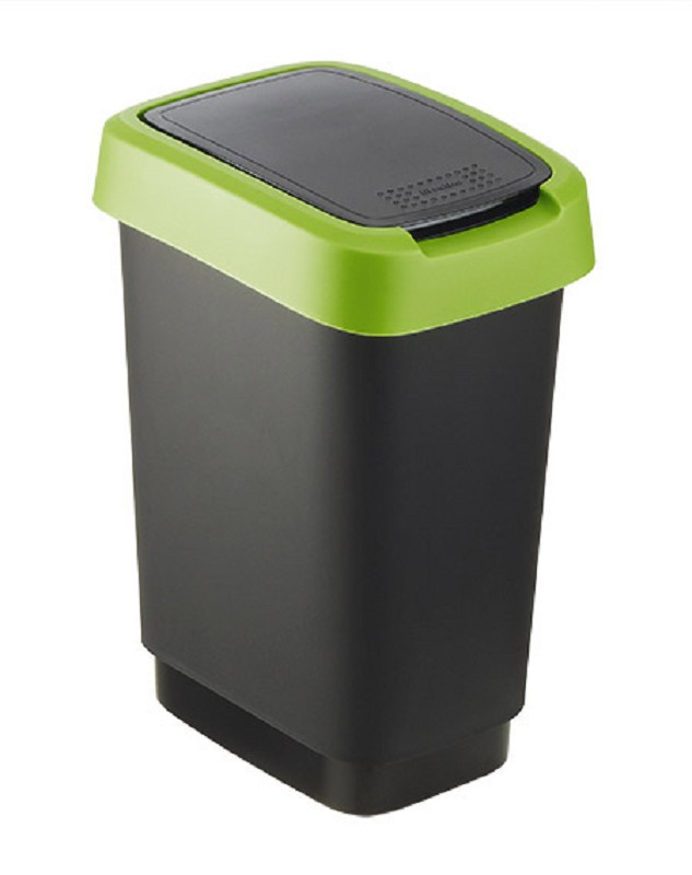 Schwingdeckeleimer 10L  schwarz/grün