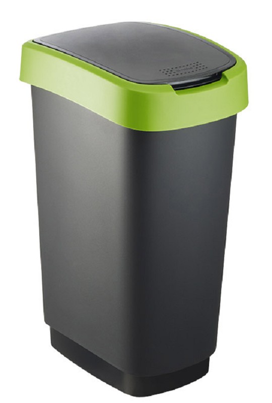 Schwingdeckeleimer 50L  schwarz/grün