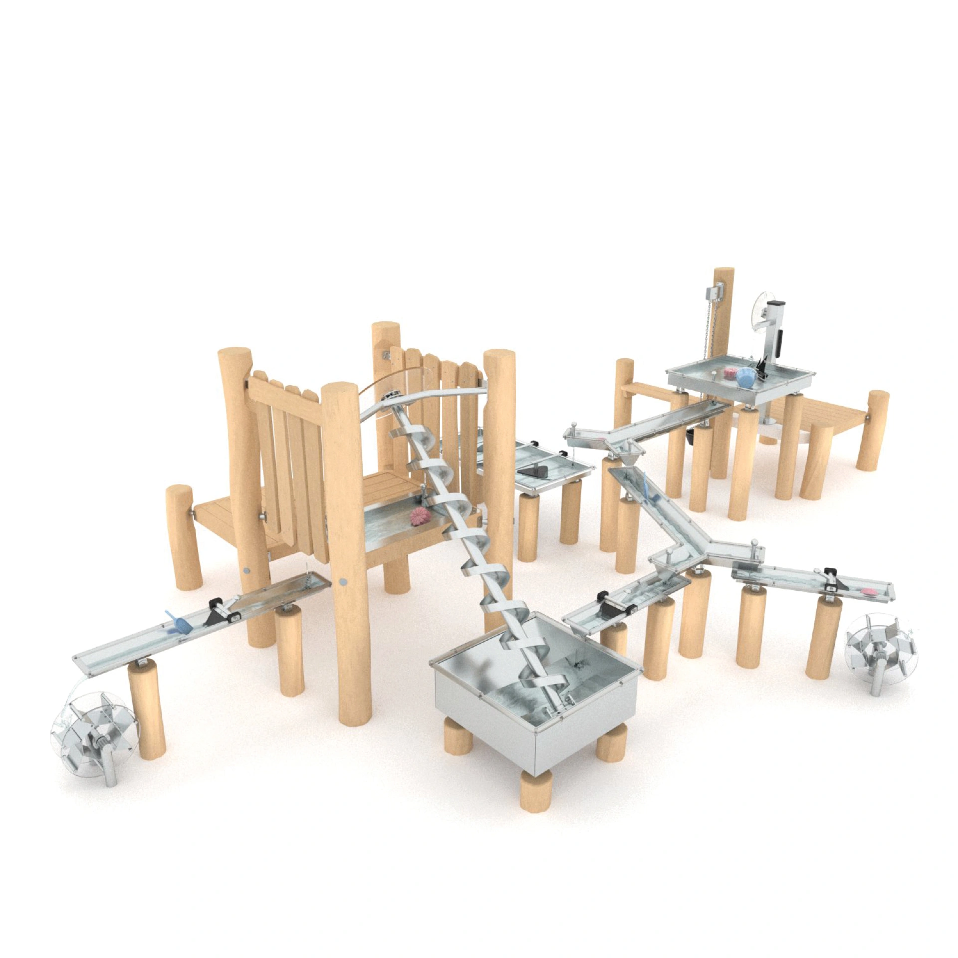 Multi Wasser-Matschanlage mit Pumpe aus Robinie