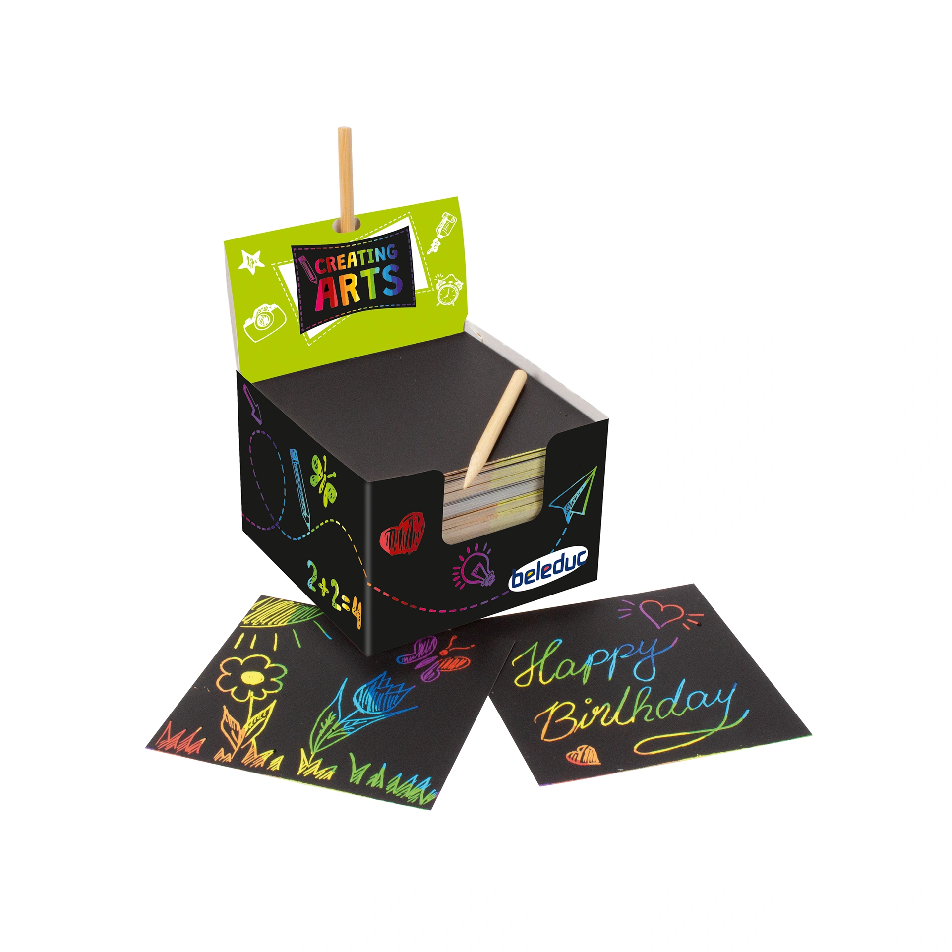 Kratzbilder Set mit 200 Blatt und 24 Kratzern aus Holz