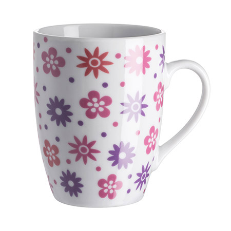 Kaffeebecher Flower rot, Porzellan, 29cl Ø7,5cm