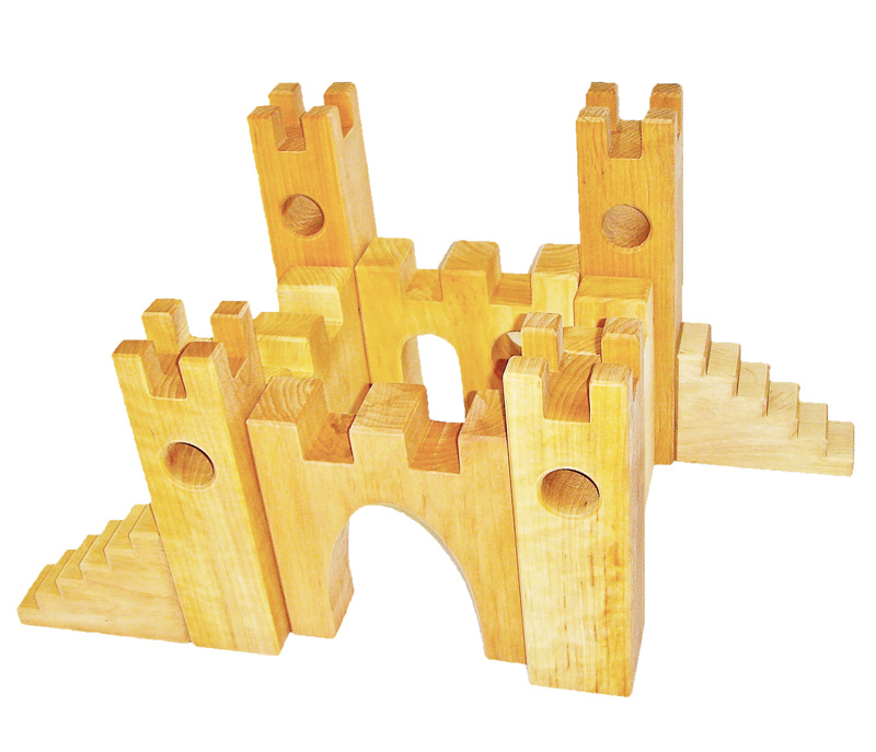 Bauspiel Ritterburg aus Erlenholz, 10 teilig
