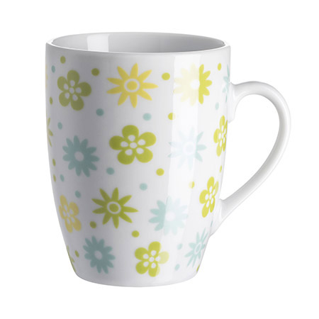 Kaffeebecher Flower grün, Porzellan, 29cl Ø7,5cm