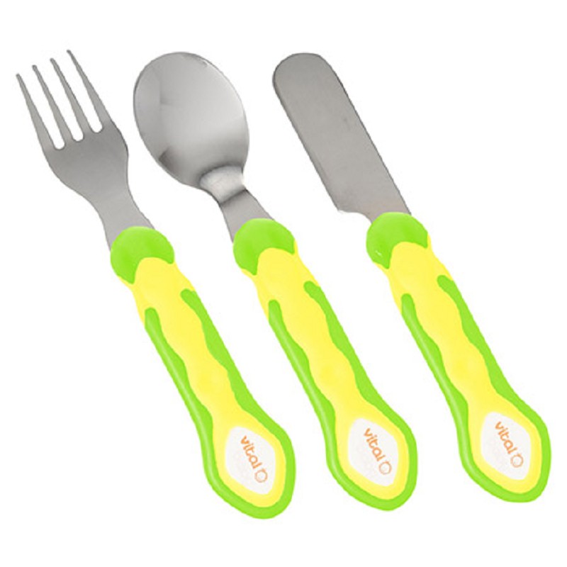 Kinderbesteck-Set 3teilig, gelb/grün
