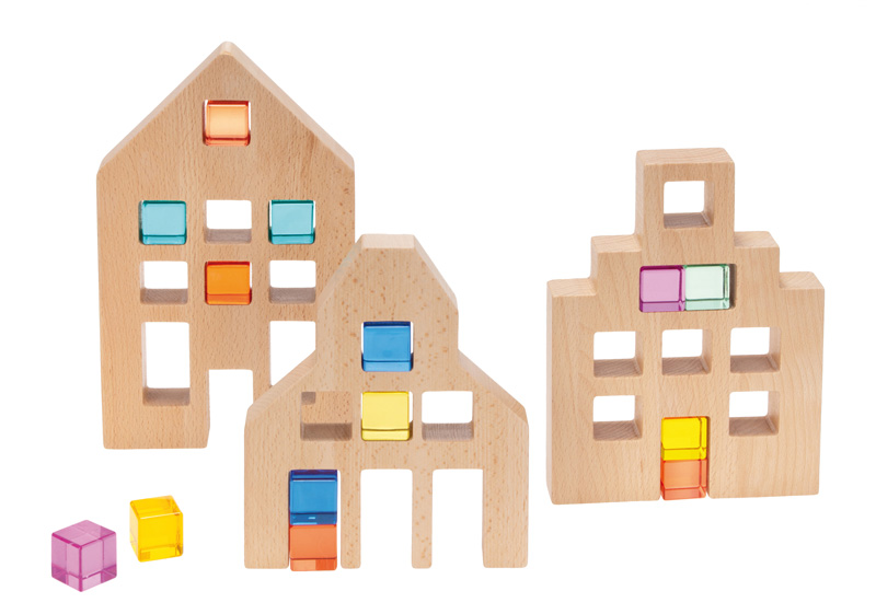 Holzhäuser für Acryl Steine 3er Set