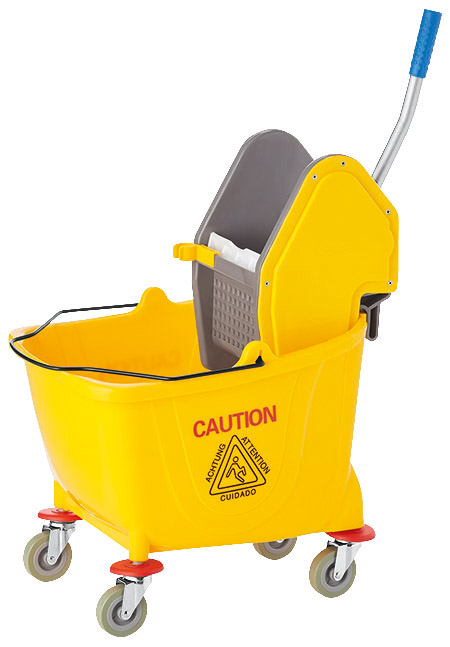 Fahreimer 30L mit Wischmopppresse, gelb 4 schwenkbare Rollen