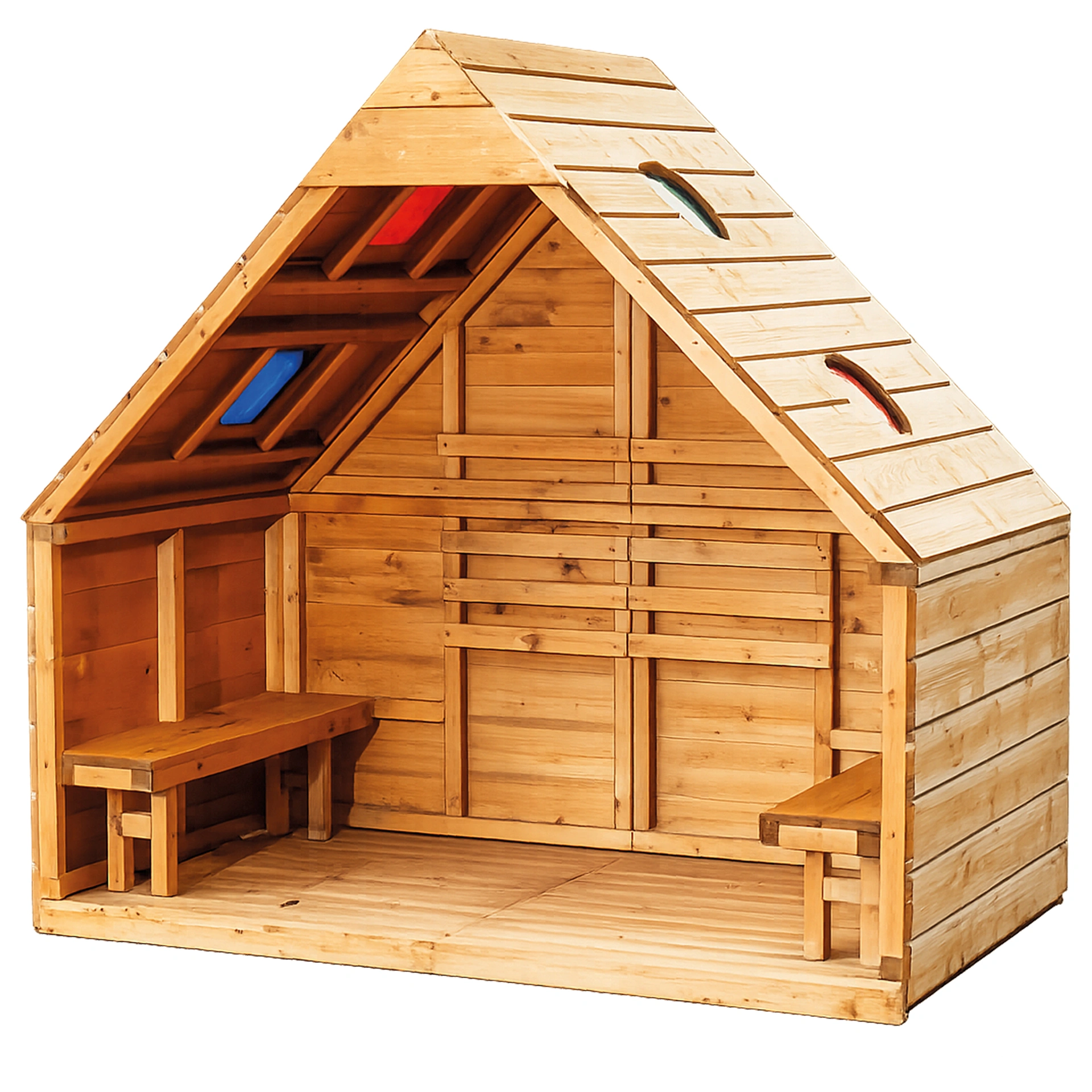 Cosy Outdoor Waldhütte mit bunten Fenstern