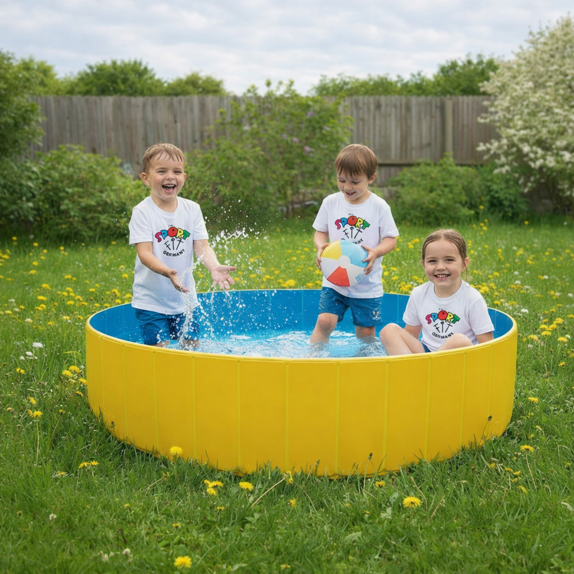 Falt-Planschbecken mit Abdeckplane Ø180 cm