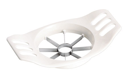 Apfelteiler weiße Kunststoff-Griffe, 8 Apfelstücke