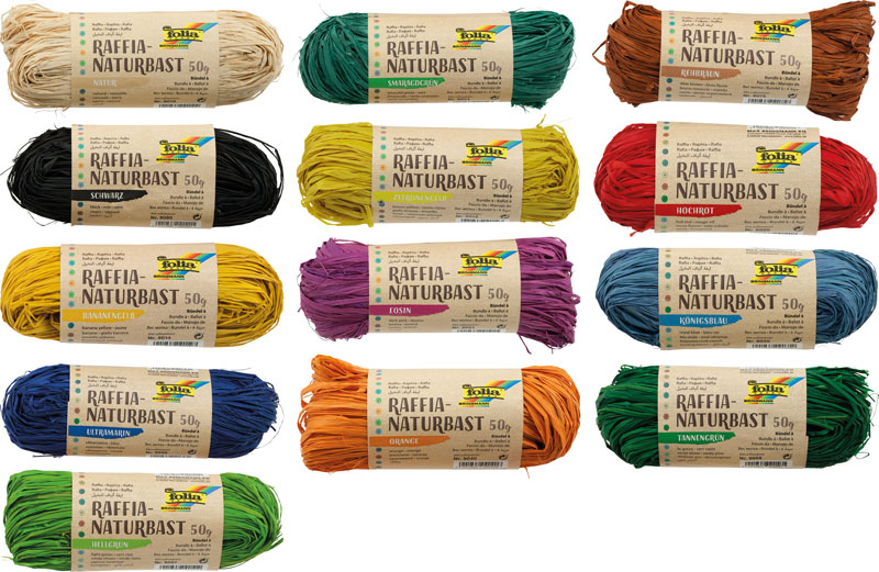 Raffia Naturbast, 1 Bündel, in Einzelfarben
