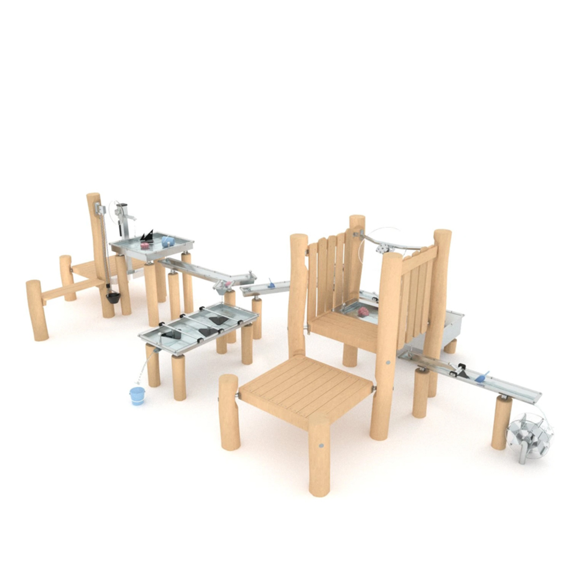 Multi Wasser-Matschanlage mit Pumpe aus Robinie