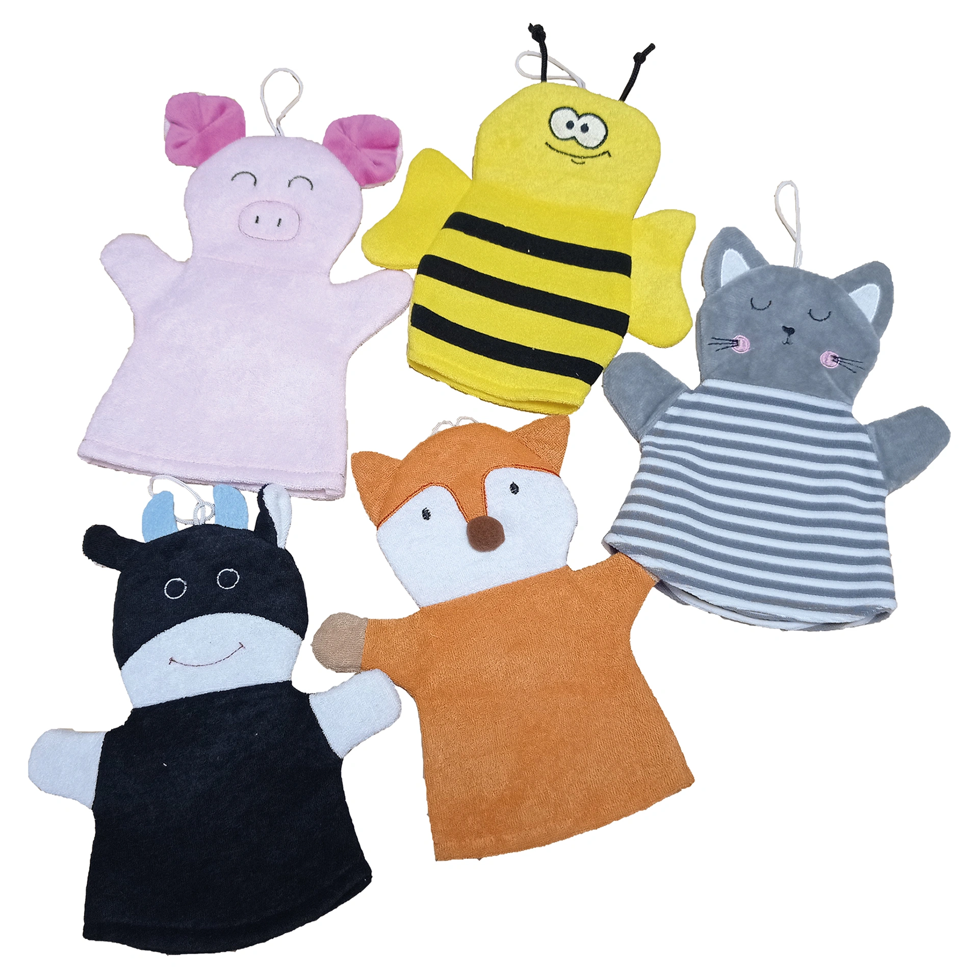 Waschhandschuh Tiere, 5er-Set